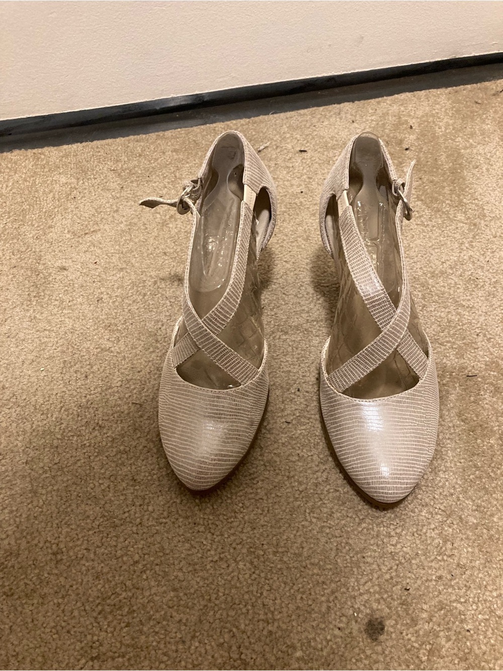 AEROSOLES Cream Cross-Strap Pointed-Toe Heels
